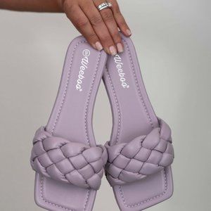 Weeboo Cakewalk Woven Square Toe Slides in Lilac